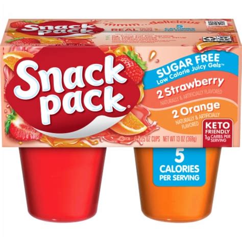 Snack Pack® Sugar Free Strawberry And Orange Juicy Gels® Gelatin Cups 4 Pk 325 Oz Kroger