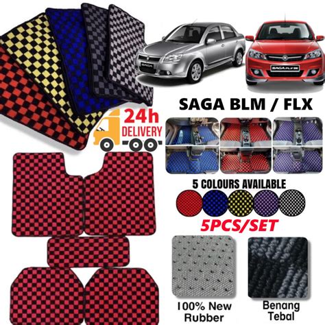 5pcs Proton Saga BLM FLX Car Carpet Floor Mat Thai Style Dadu Dice