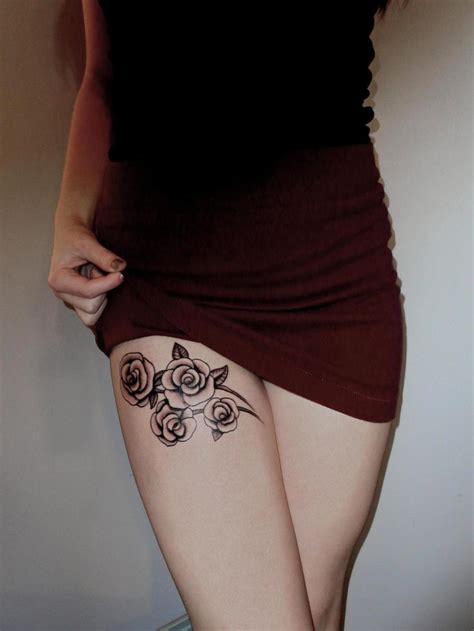 Red Rose Thigh Tattoo Tats Pinterest