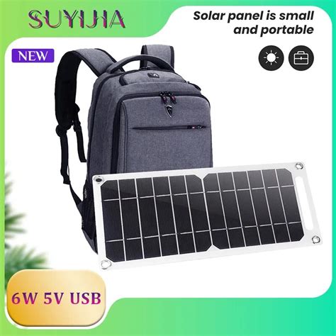 6W 5V USB Solar Panel Outdoor Mobile Phone Charger Hiking Backpack