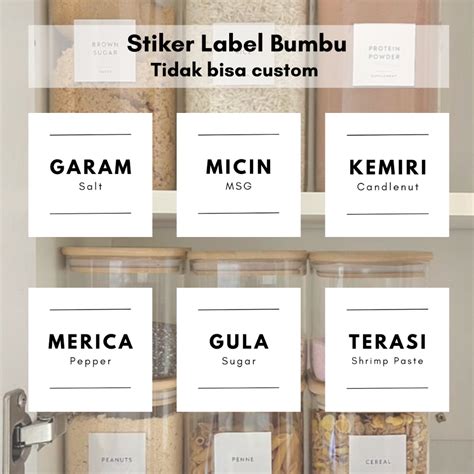 Jual Stiker Bumbu Dapur Stiker Bumbu Vinyl Dapur Aesthetic Minimal