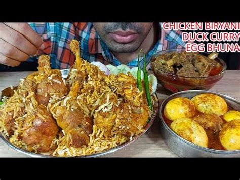 Chicken Dum Biryani Egg Curry And Duck Kosha Eating Show Asmr Mukbang