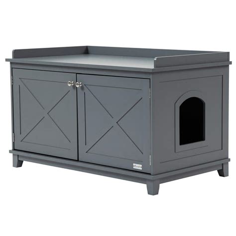 PawHut Cat Litter Box Enclosure With Spacious Top And Interior Hidden