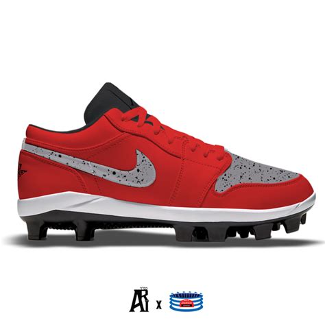 "Red Cement" Jordan 1 Retro Cleats – Stadium Custom Kicks