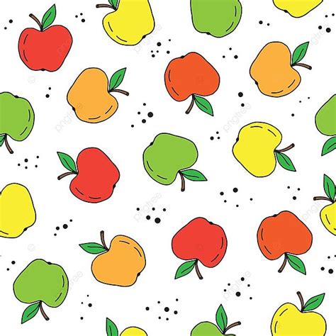 Hand Drawn Apple Fruit Seamless Pattern Background Illustration