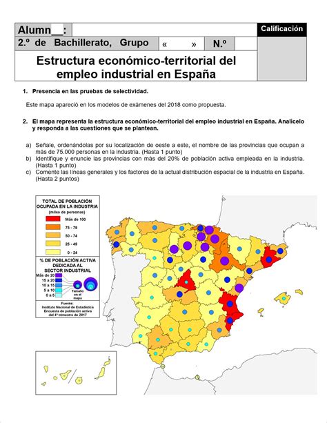 Lyceo Hispánico Ejercicio Práctico De Geografía De España N º 107 Estructura Económico