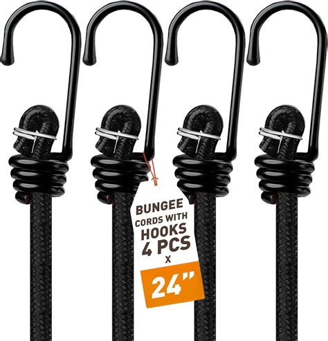 Vbest Black Bungee Cords With Hooks 24 Inch Bungie Cords Heavy Duty