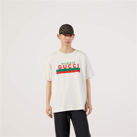 Original Gucci Print Oversize T Shirt In Ivory Cotton Jersey Gucci® Za