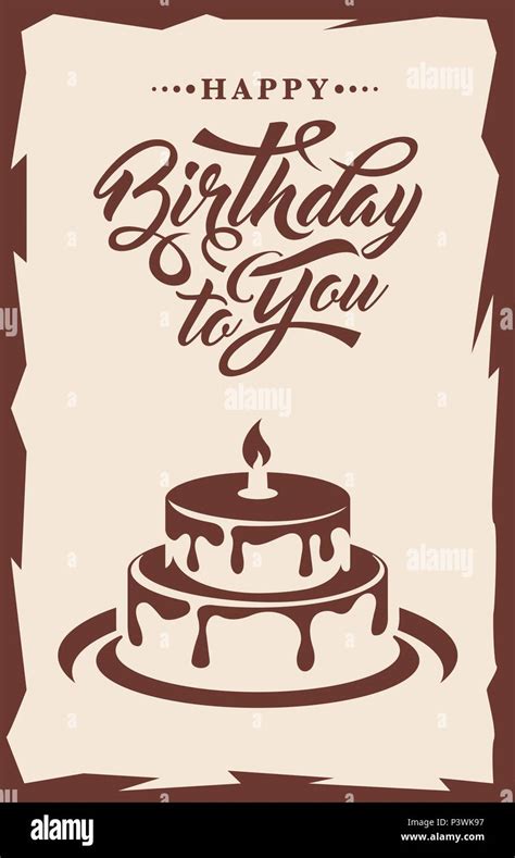 Invitation Card With Cake And Text Happy Birthday Stock Vector Image