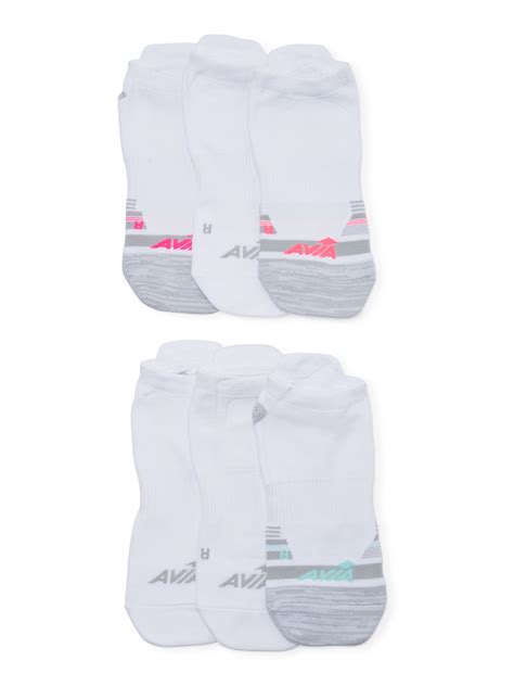 Avia Womens Pro Tech Lightweight Low Cut Socks 6 Pack