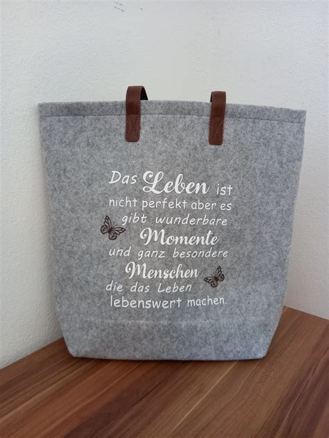 Filztasche Einkaufstasche mit Spruch Geschenk für Freunde Filz