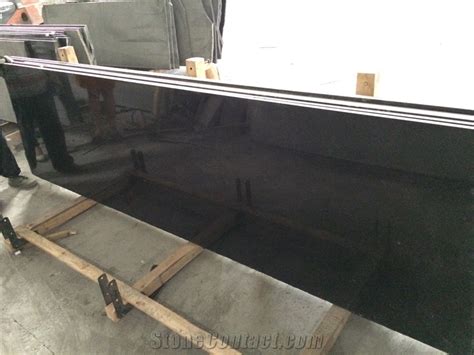 Chinese Mongolia Pure Black Granite Slabs From China Stonecontact