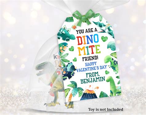 Dinosaur Valentine Tag Dino Valentine S Day Exchange Card Etsy