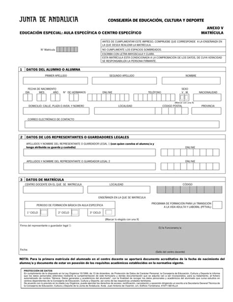 ANEXO V PDF 80 03Kb Matr Cula En Educaci N Especial