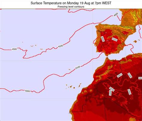 Canary Islands, Spain Surface Temperature on Friday 05 Mar at 6pm WET