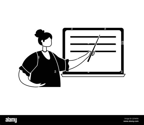 Vector Illustration Of A Female Teacher Explaining The Material At The