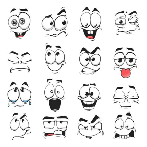 Cartoon Face Expression Isolated Vector Icons Set Vector Art