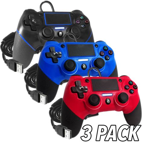 PS4 WIRED DOUBLE-SHOCK 4 CONTROLLERS (3-PACK) - PlayStation 4 - Sony