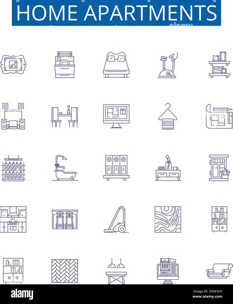 Home Apartments Line Icons Signs Set Design Collection Of Apartments