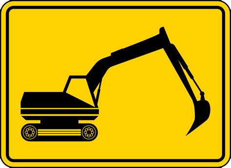 Warning Excavator Sign Vector Art At Vecteezy