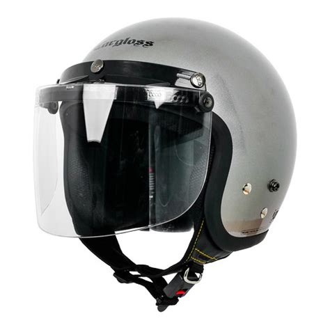 Promo Cargloss Retro Helm Half Face Silver Met Visor Bogo Flat