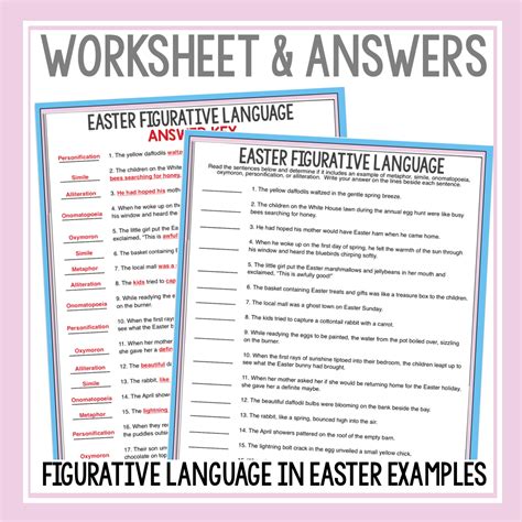 Figurative Language Worksheet Answer Key