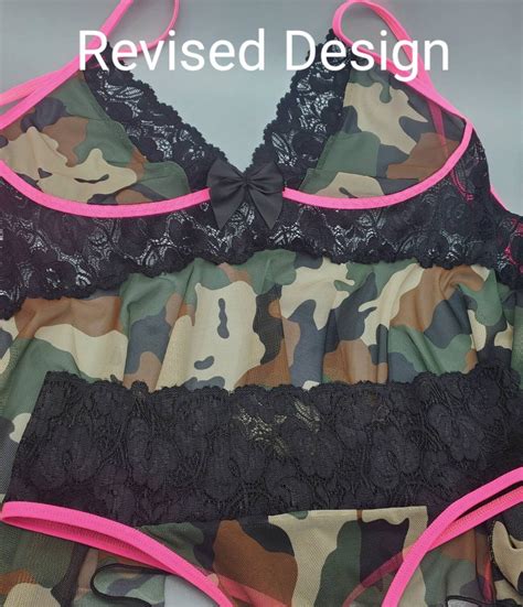 Camouflage Mesh Lace Lingerie Babydoll Bralette Sexy Lingerie Etsy
