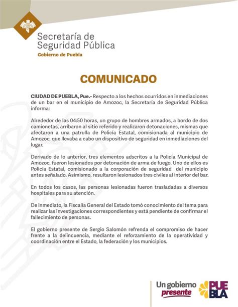 Secretaría de Seguridad Pública on Twitter Respecto a los hechos