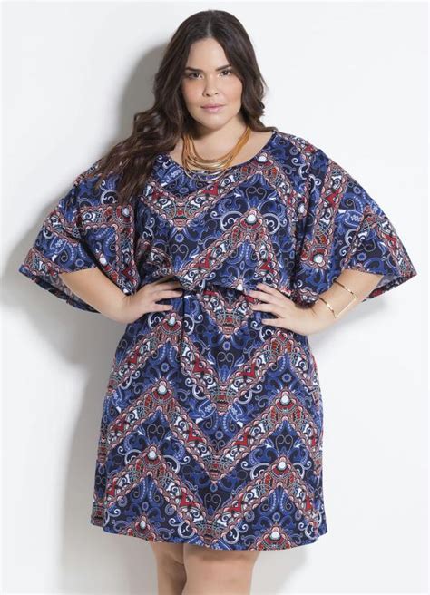 Vestido Cashmere Mangas 3 4 Amplas Plus Size Marguerite