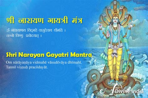 Shri Narayan Gayatri Mantra with Lyrics - Om nārāyaṇāya vidmahē ...