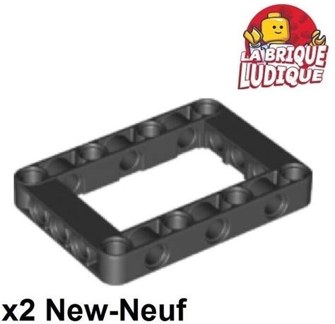 LEGO Technic 2x Liftarm Modified Frame Thick Rectangle Open 5x7 Black