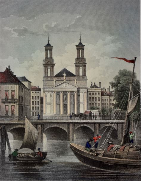 WATERLOOPLEIN Mozes Aaronkerk Terwen 1858 Antieke Staalgravure