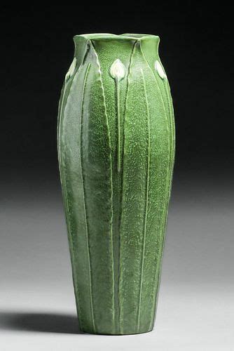 Contemporary Ephraim Faience Two Color Matte Green Vase C2010 Sold At