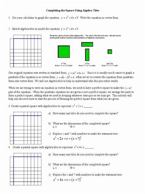 50 Completing The Square Worksheet