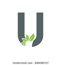 Letter U Green Leaf Style Logo Stock Vector Royalty Free 2004385727