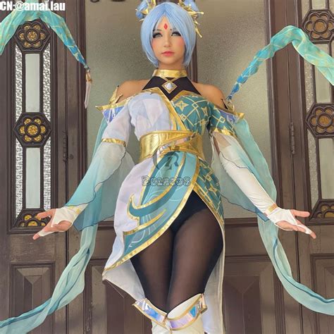 League Of Legends LOL Immortal Journey Prestige Sona Blue Short Cosplay ...