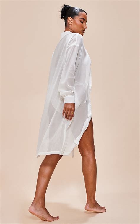 Robe Chemise De Plage Oversize Blanche Maillots De Bain