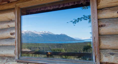 mountains-in-window - Atlin Glacier View Cabins