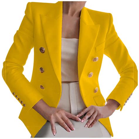 Fanxing Clearance Deals Double Breasted Blazer Women Fall Fashion Suit Jackets Work Office Open