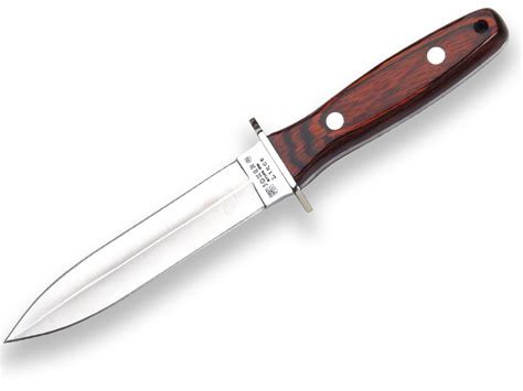 CUCHILLO DE MONTE ENTERIZO CON CACHAS DE MADERA ROJA Y HOJA DOBLE FILO