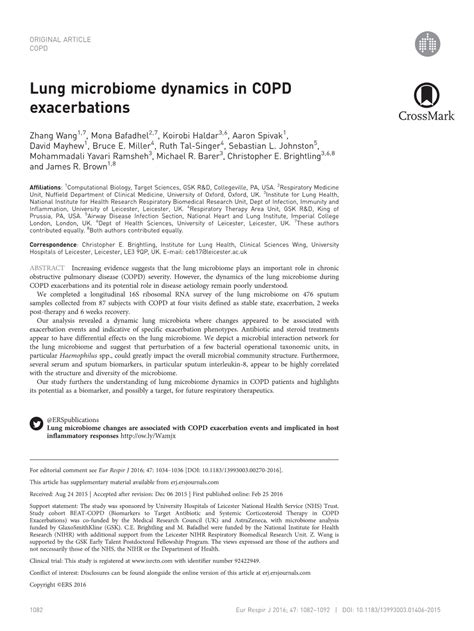 Lung Microbiome Dynamics In Copd Exacerbations Docslib