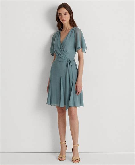 Lauren Ralph Lauren Crinkle Georgette Surplice Dress Macys