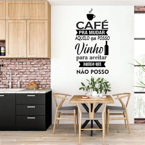 Adesivo De Parede Cantinho Do Caf Frase Caf E Vinho Elo