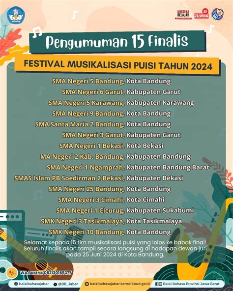 Finalis Festival Musikalisasi Puisi Bagi Siswa Sma Sederajat Se