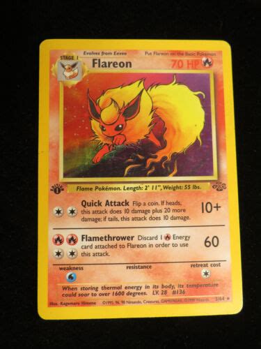 Pokemon Flareon Holo St Edition Jungle Card English Ebay