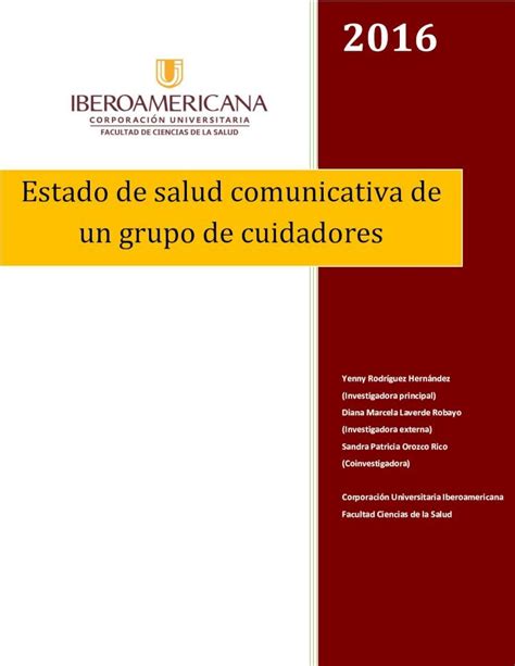 Pdf Estado De Salud Comunicativa De Un Grupo De Cuidadores De Salud