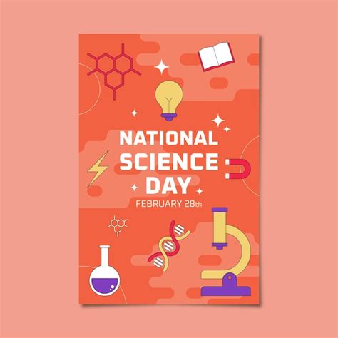 Premium Vector | Flat national science day vertical poster template