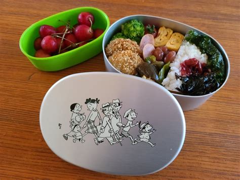 サザエさんのアルミのお弁当箱デビューの今日のお弁当♪ えんげる先生今日のお気にいり♪