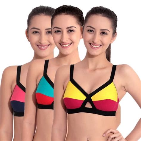 Buy Floret Pack Of 3 Full Coverage T Shirt Bras Multi Color Online