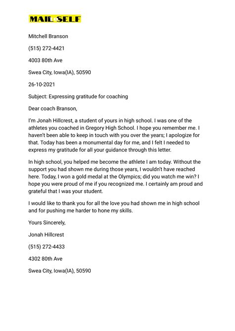 Thank You Letter To Coach From Athlete How To Templates And Examples